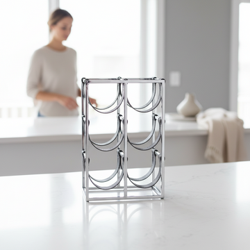 Mixology Six Bottle Sling Wine Rack In Silver Finish