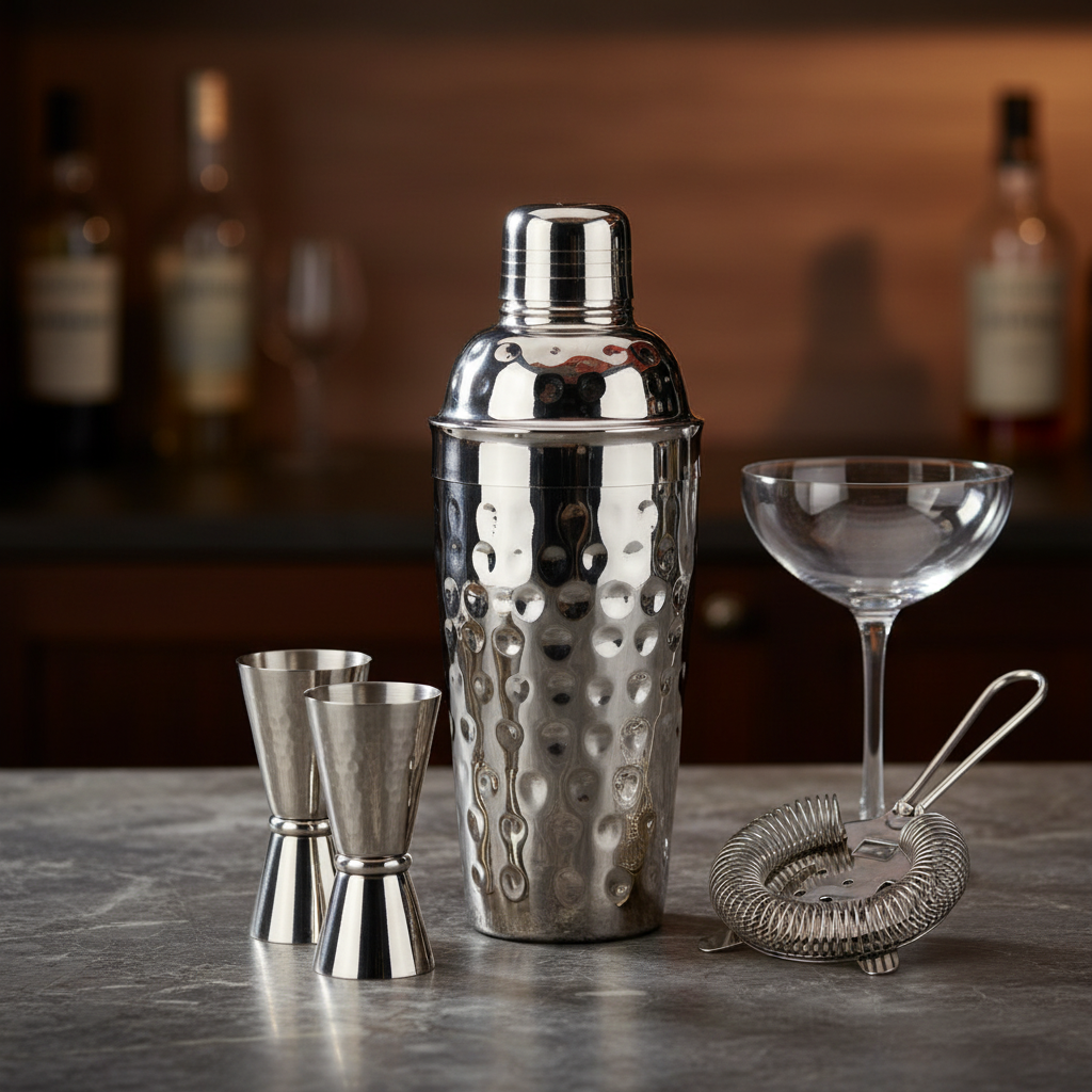 Mixology Stainless Steel Hammered Effect 500Ml Cocktail Shaker