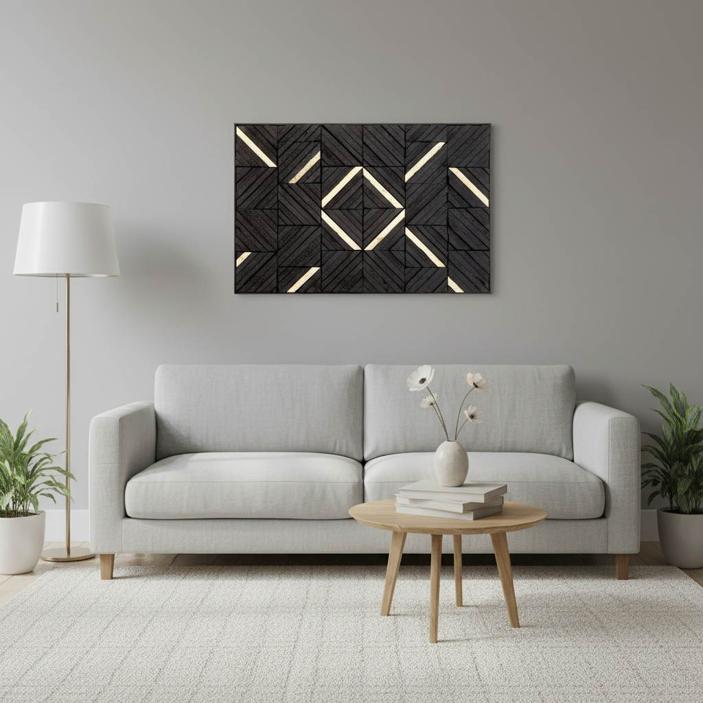 Modello Black Wood Carving Wall Art
