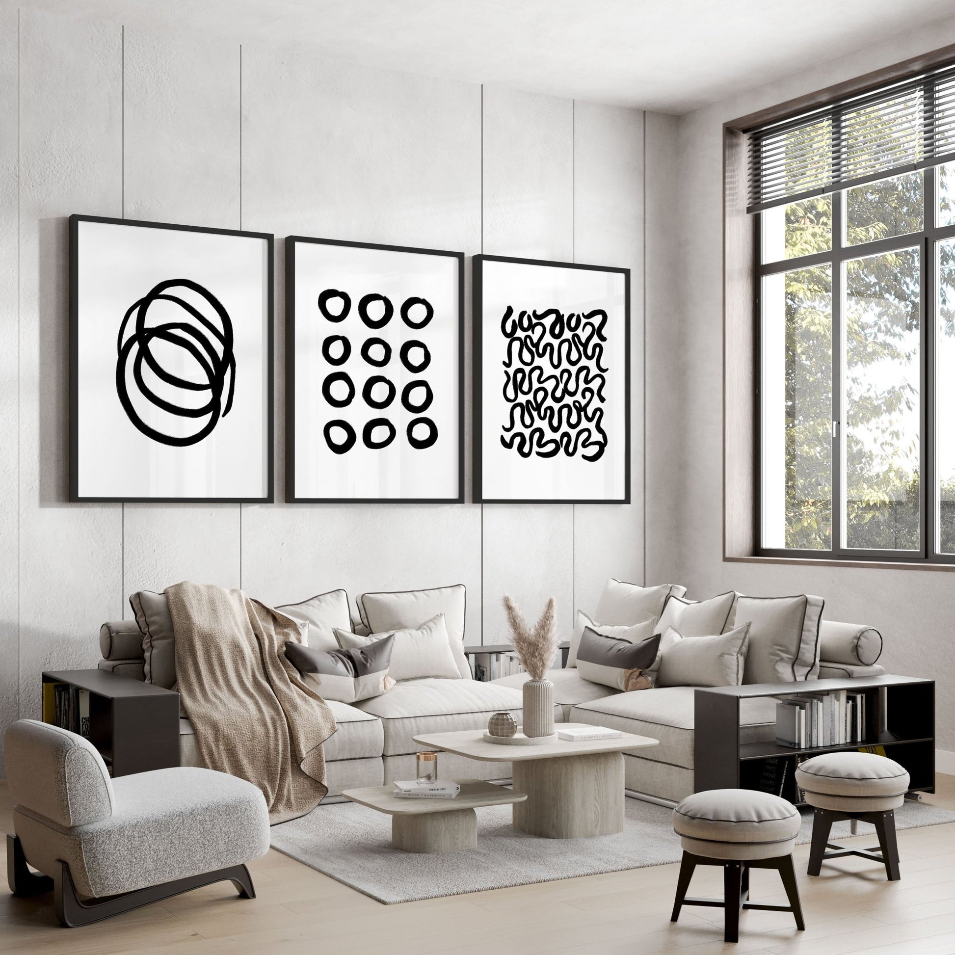 Modern Art For Living Room Wall | Set of 3 wall art prints