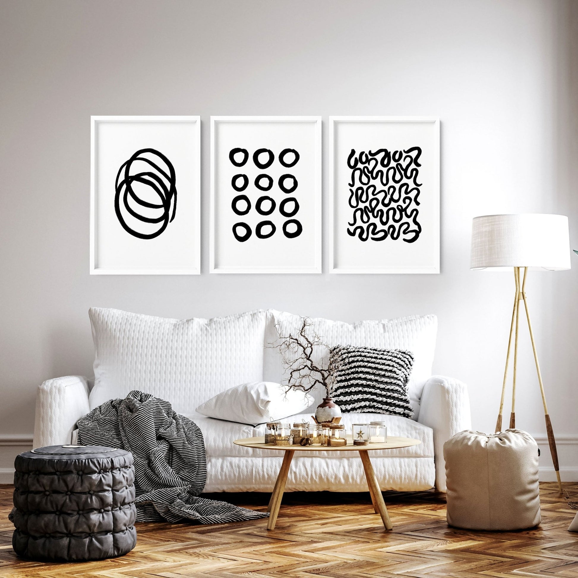 Modern Art For Living Room Wall | Set of 3 wall art prints