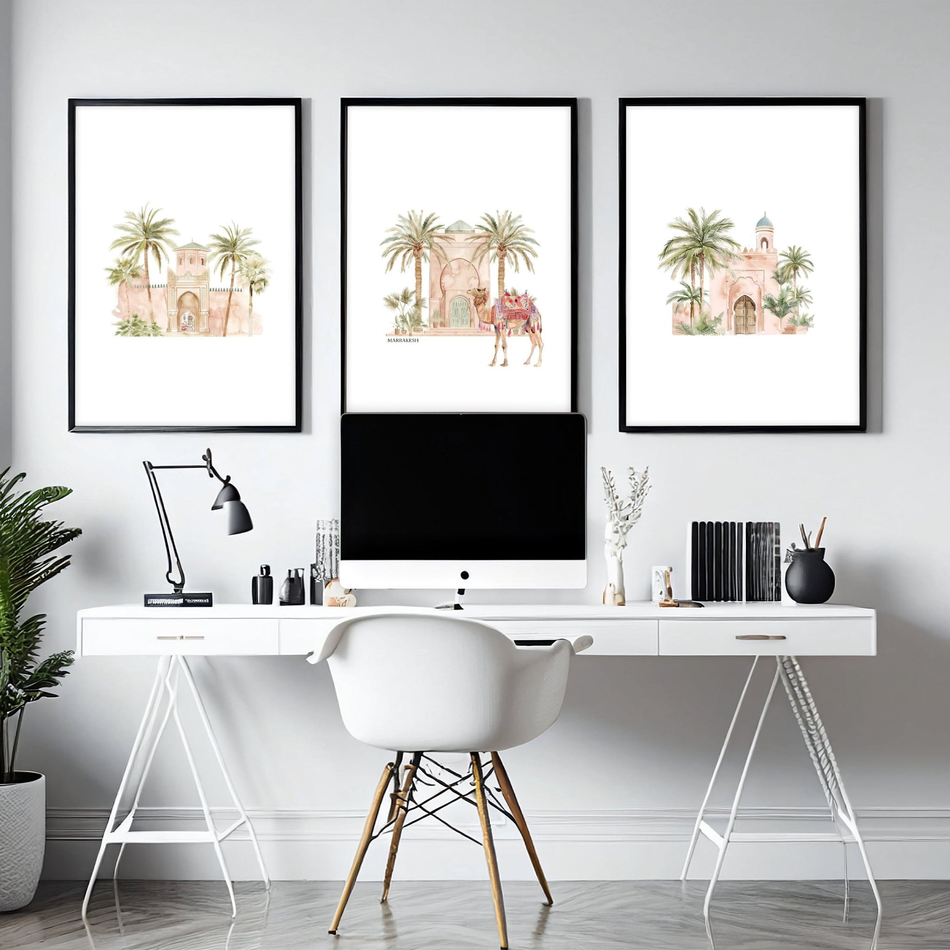 Modern Art Wall Decoration | Set of 3 Moroccan Inspired Wall art Prints