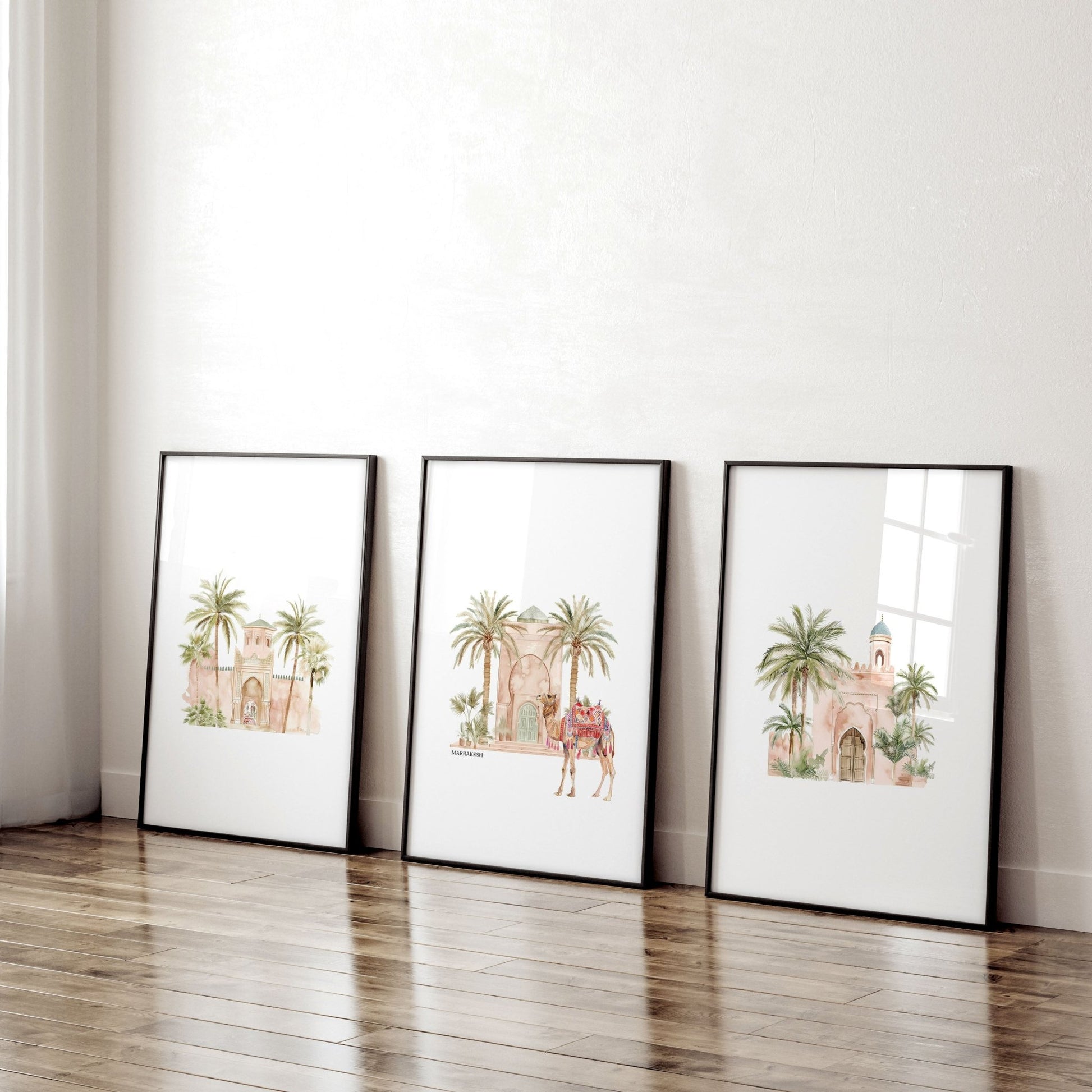 Modern Art Wall Decoration | Set of 3 Moroccan Inspired Wall art Prints