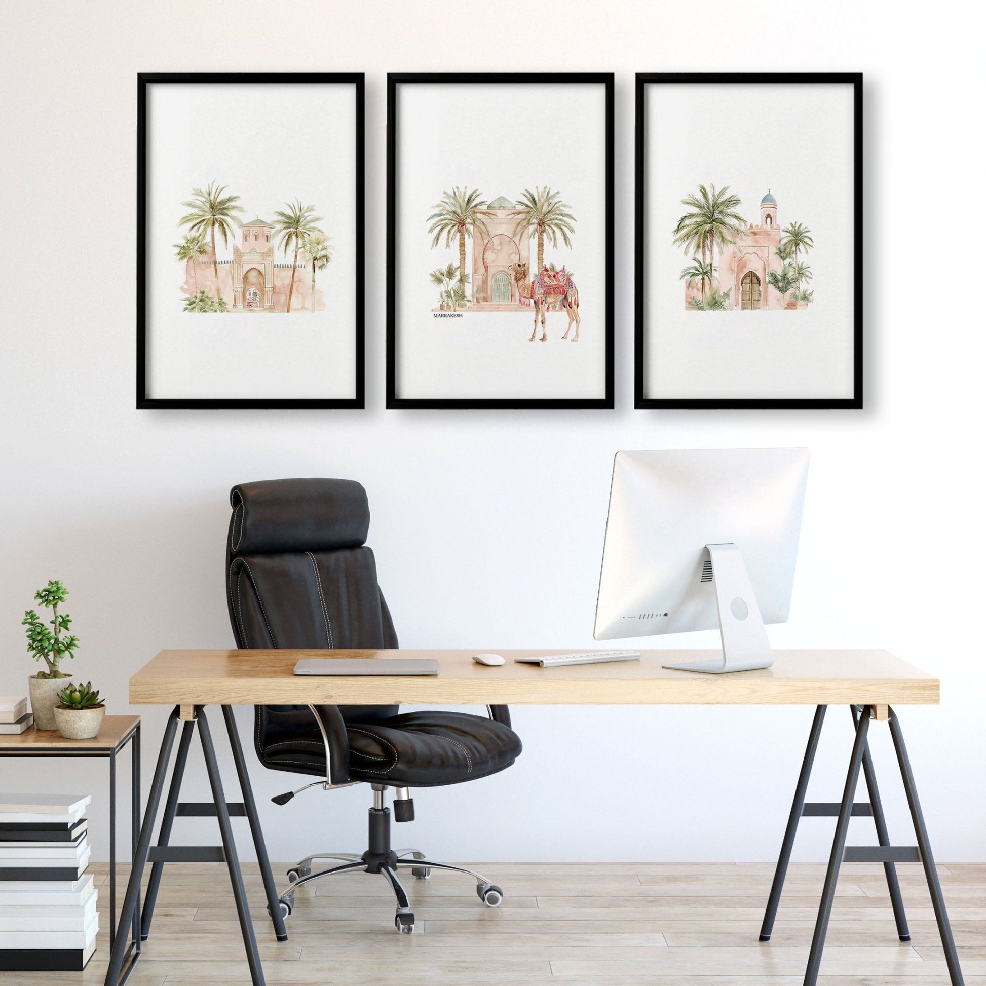 Modern Art Wall Decoration | Set of 3 Moroccan Inspired Wall art Prints