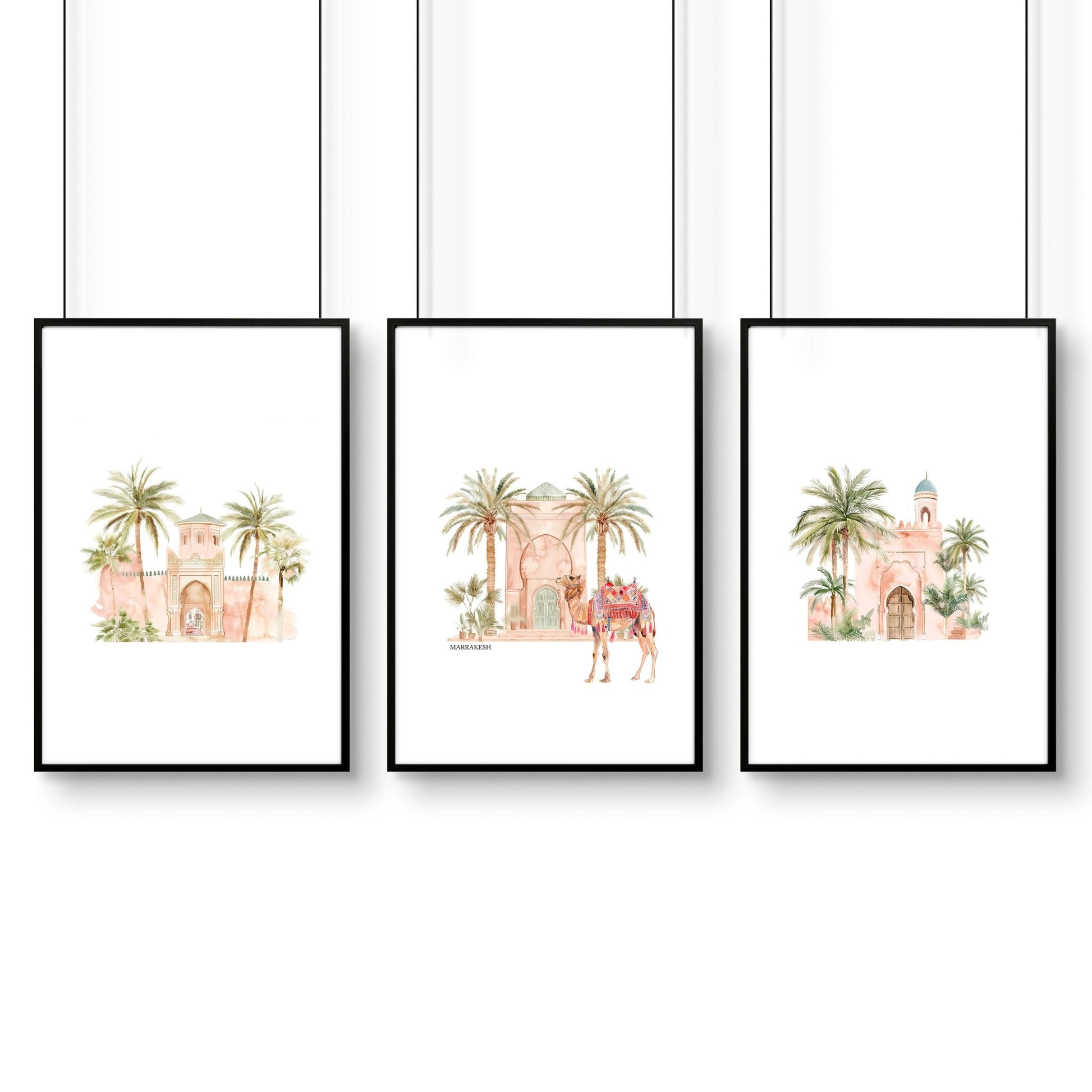 Modern Art Wall Decoration | Set of 3 Moroccan Inspired Wall art Prints