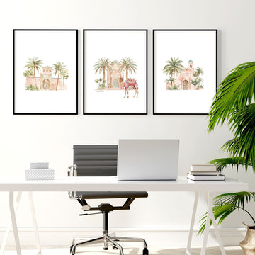 Modern Art Wall Decoration | Set of 3 Moroccan Inspired Wall art Prints