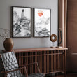 Modern Artwork For Living Room | Set of 2 Asian Inspired Wall art Prints