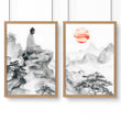Modern Artwork For Living Room | Set of 2 Asian Inspired Wall art Prints
