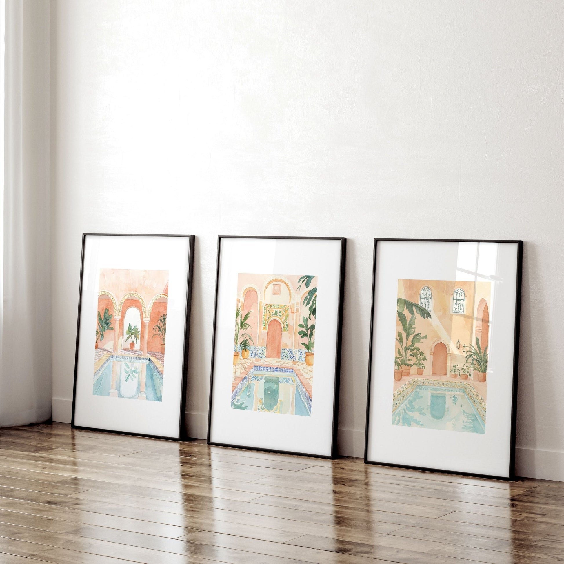 Modern Artwork Paintings | Set of 3 Beach Decor Wall art Prints