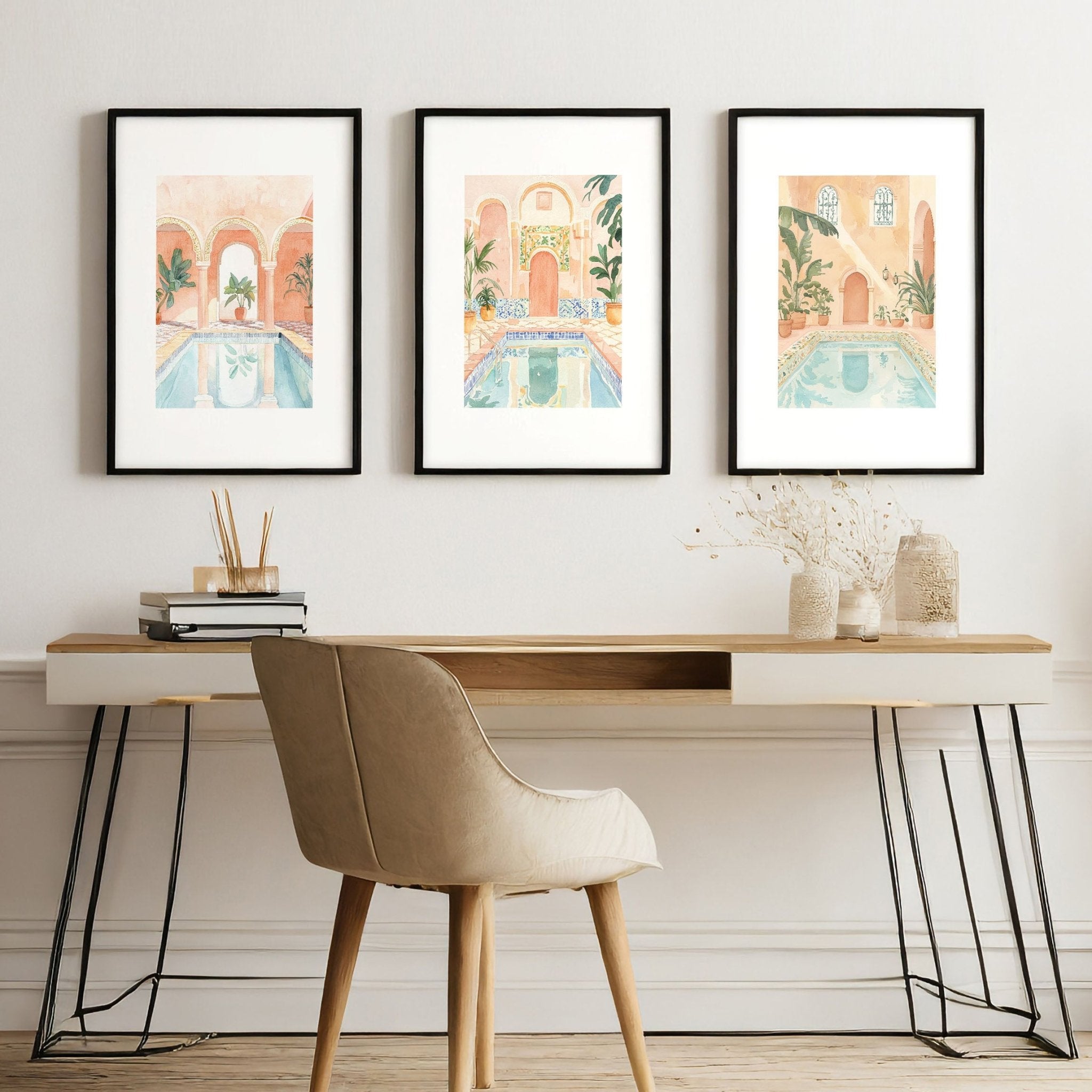 Modern Artwork Paintings | Set of 3 Beach Decor Wall art Prints