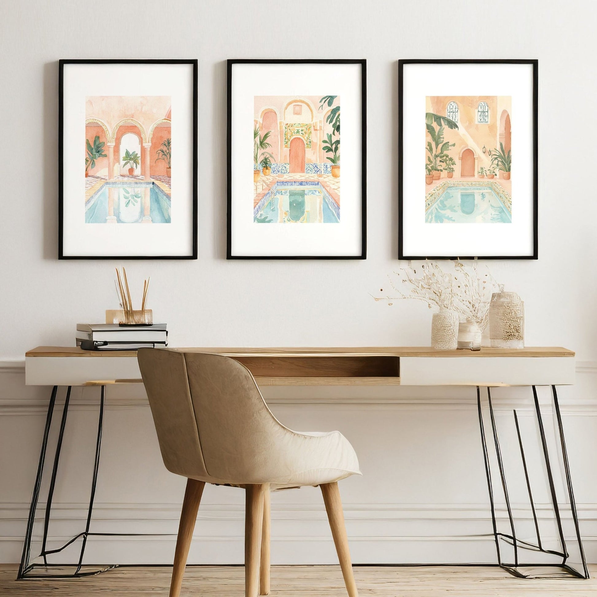Modern Artwork Paintings | Set of 3 Beach Decor Wall art Prints
