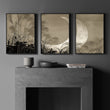 Modern Asian Wall Art Japanese Crescent Moon & Pampas Grass Japandi wall art displayed on a wall in a styled room