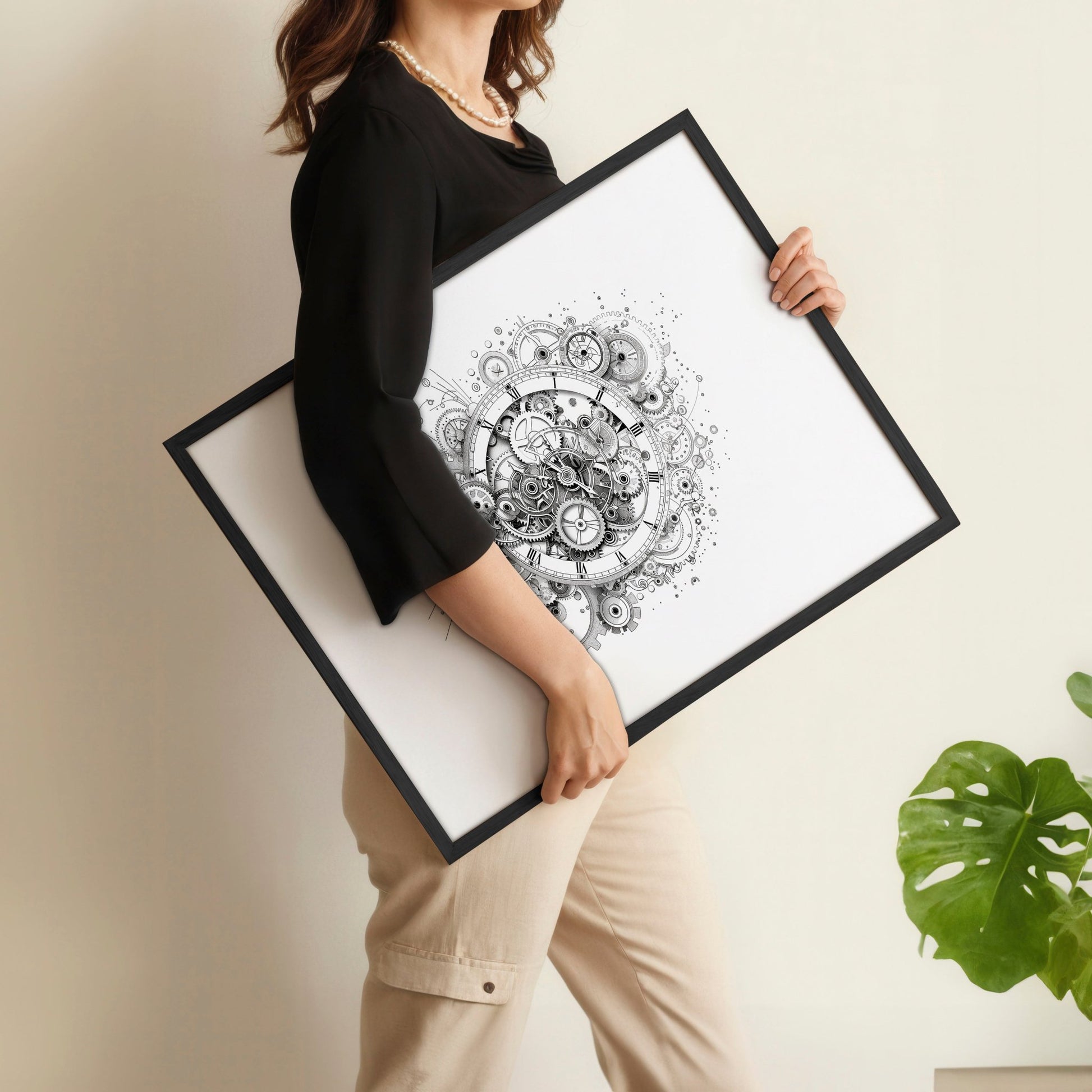 Modern Bedroom Wall Decor | Set of 3 Abstract Clocks Wall art Prints