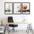 Modern Canvas Wall Art | Set of 3 Asian Inspired Wall art Prints