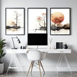 Modern Canvas Wall Art | Set of 3 Asian Inspired Wall art Prints