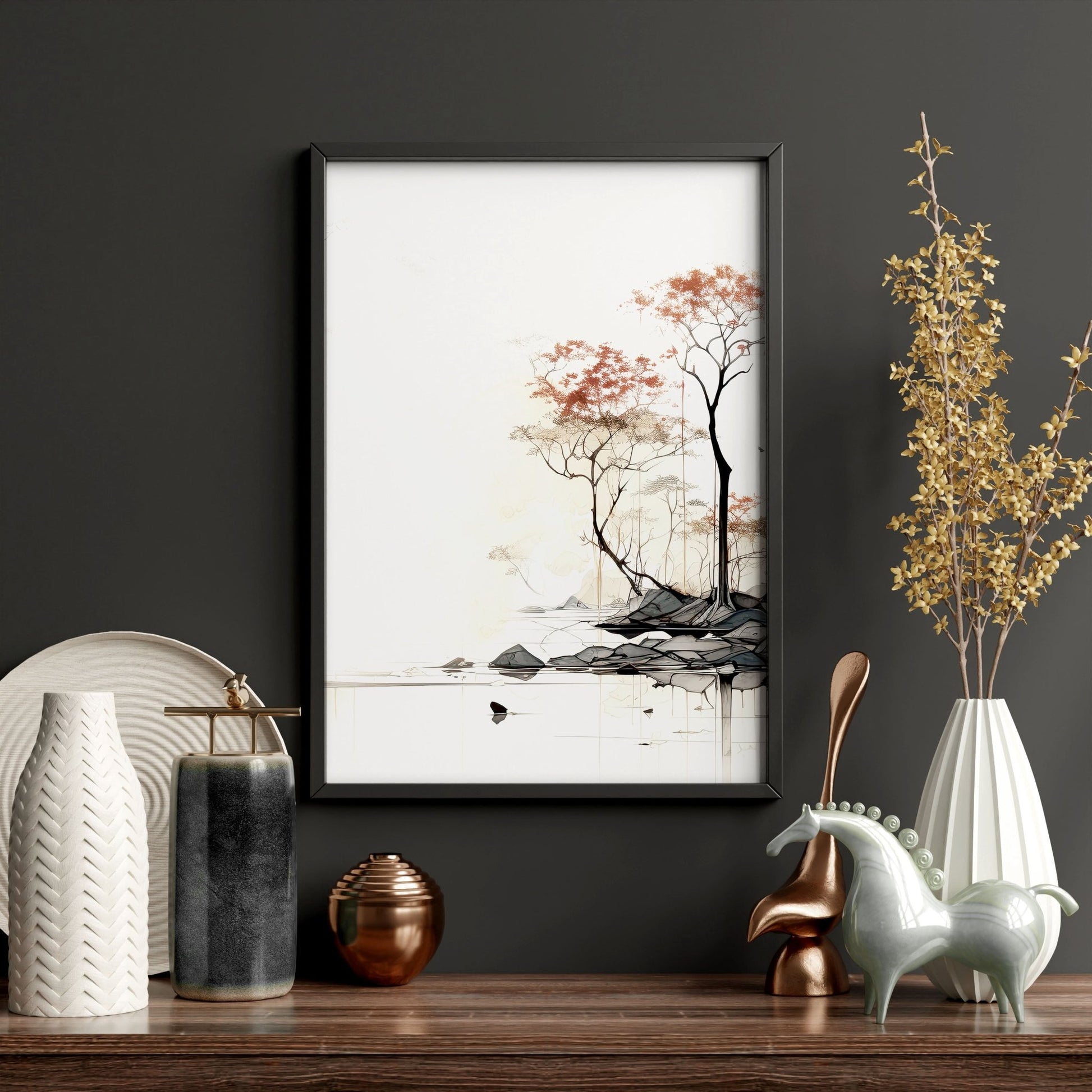 Modern Canvas Wall Art | Set of 3 Asian Inspired Wall art Prints
