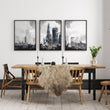 Modern Contemporary Wall Decor London Skyline Grey Watercolour Art wall art displayed on a wall in a styled room