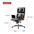 Modern E69 High Back Office Chair Black Premium Leather/ Walnut