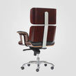 Modern E69 High Back Office Chair Black Premium Leather/ Walnut