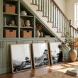 Modern Japanese Art wall art | Ink Landscape with Red Sun & Pine Trees displayed on a wall in a styled room — view 3
