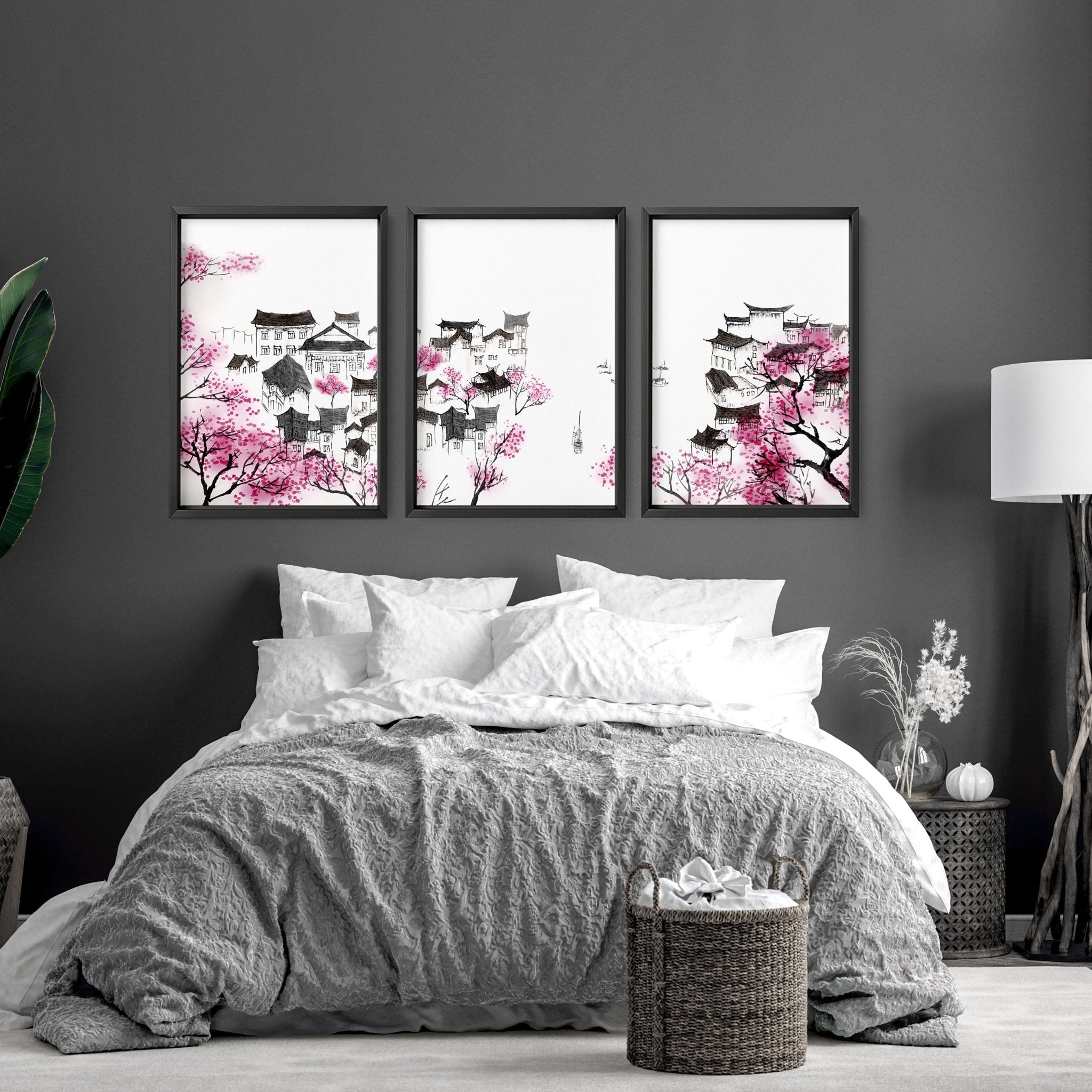 Modern Japanese Art - Set of 3 wall art prints