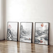 Modern Living Room Art | Set of 3 Asian Inspired Wall art Prints