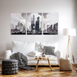 Modern Living Room Wall Art Paris Skyline Grey Watercolour Cityscape displayed on a wall in a styled room — view 8