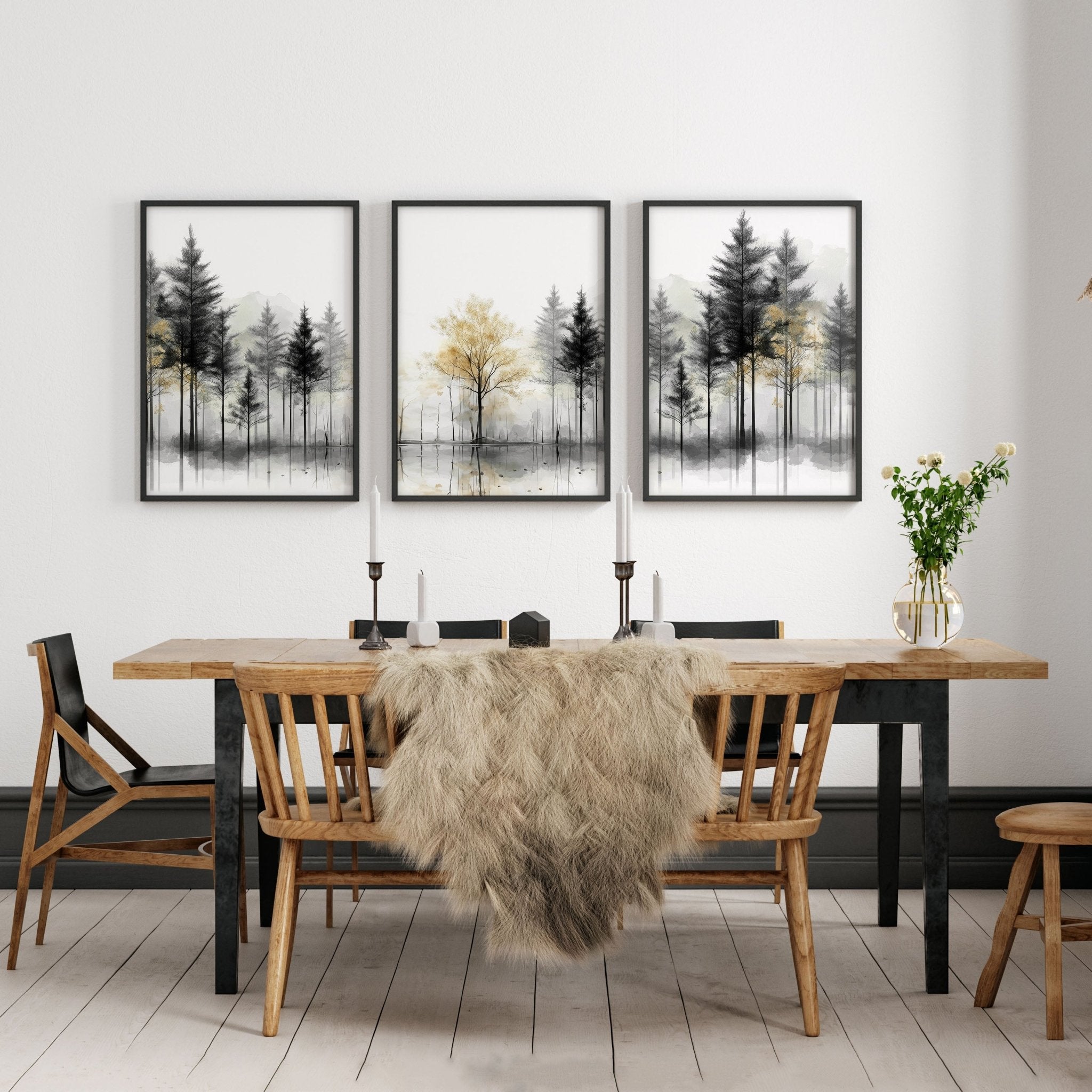 Modern Living Room Wall Art | Set of 3 Asian Inspired Wall art Prints