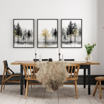 Modern Living Room Wall Art | Set of 3 Asian Inspired Wall art Prints