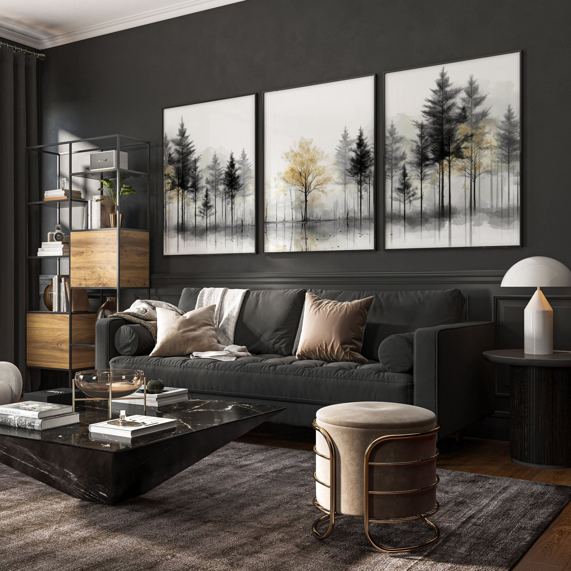 Modern Living Room Wall Art | Set of 3 Asian Inspired Wall art Prints