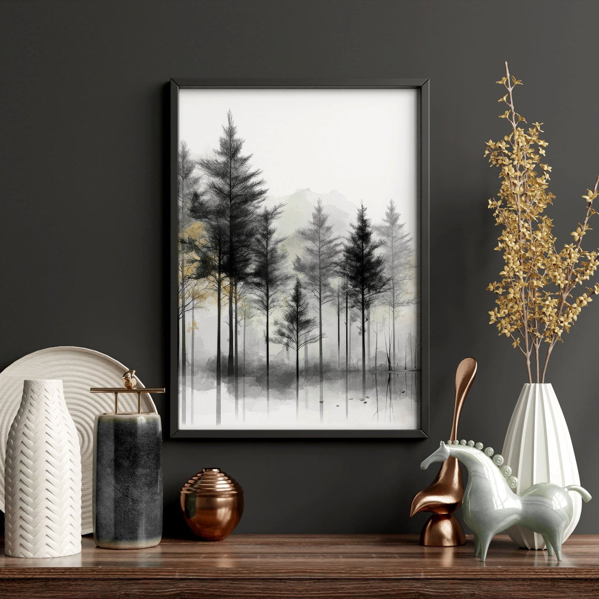 Modern Living Room Wall Art | Set of 3 Asian Inspired Wall art Prints