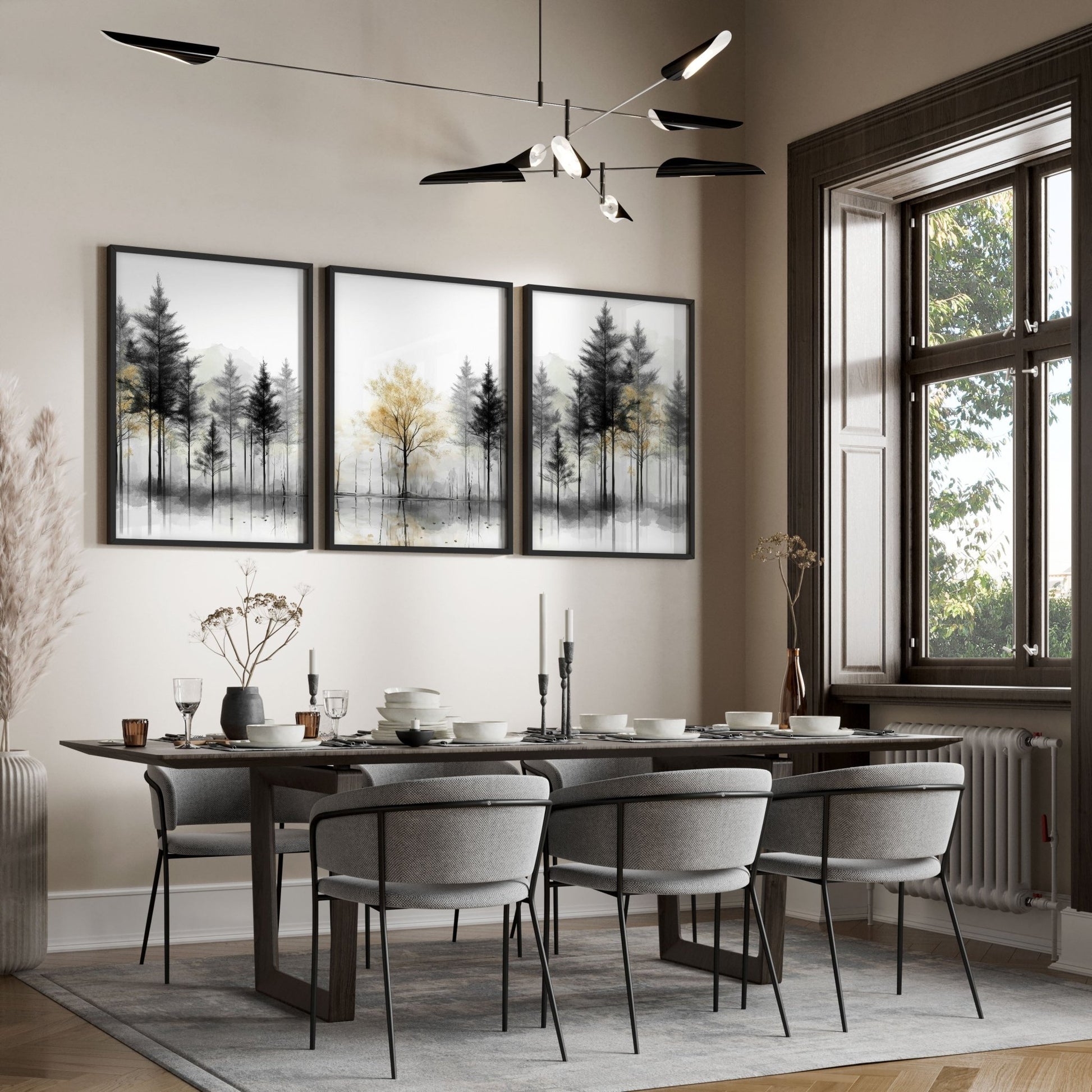 Modern Living Room Wall Art | Set of 3 Asian Inspired Wall art Prints