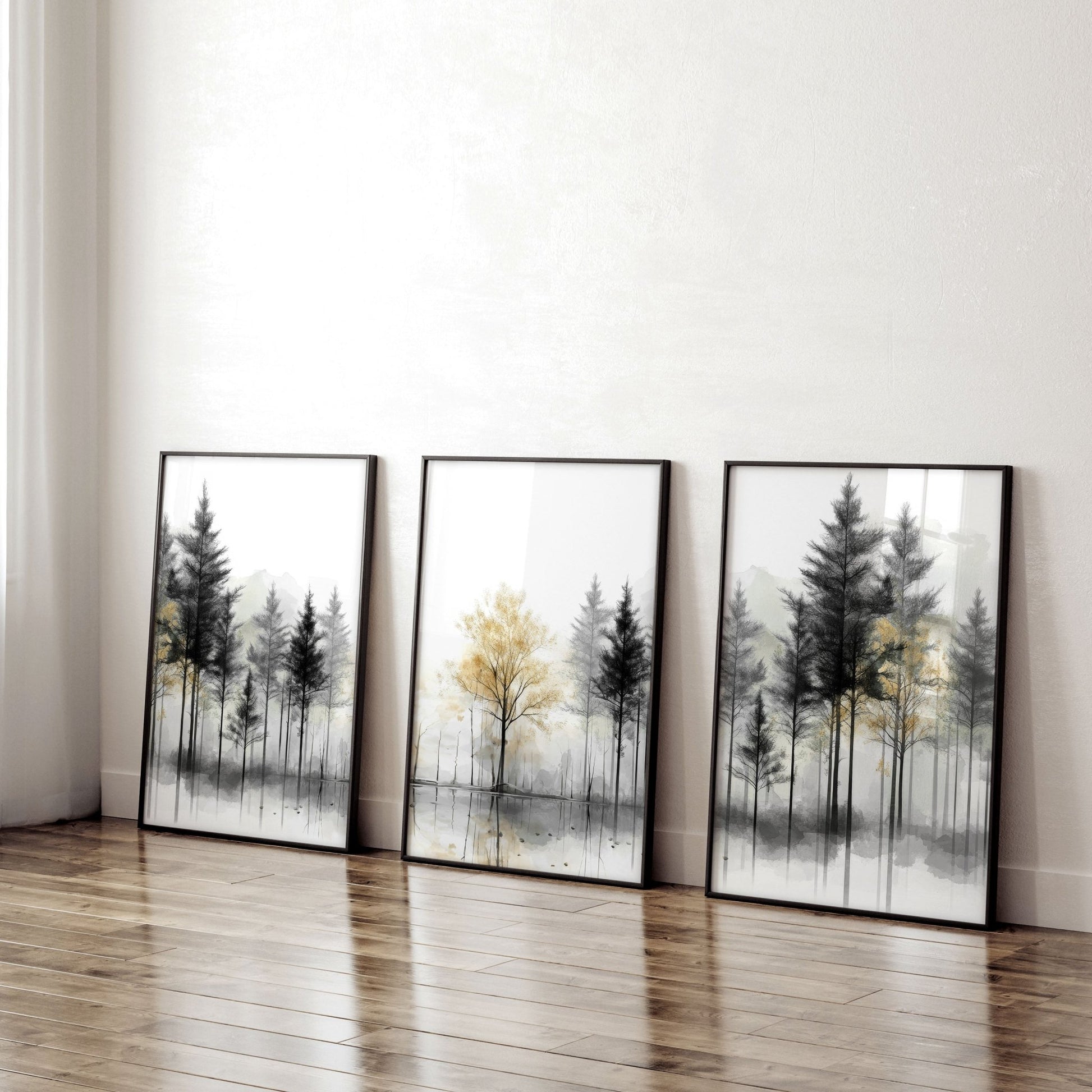 Modern Living Room Wall Art | Set of 3 Asian Inspired Wall art Prints
