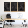 Modern Mid Century Wall Art Dark Charcoal Abstract Topographic Texture displayed on a wall in a styled room — view 2