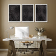Modern Mid Century Wall Art Dark Charcoal Abstract Topographic Texture displayed on a wall in a styled room — view 4