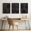 Modern Mid Century Wall Art Dark Charcoal Abstract Topographic Texture displayed on a wall in a styled room — view 5