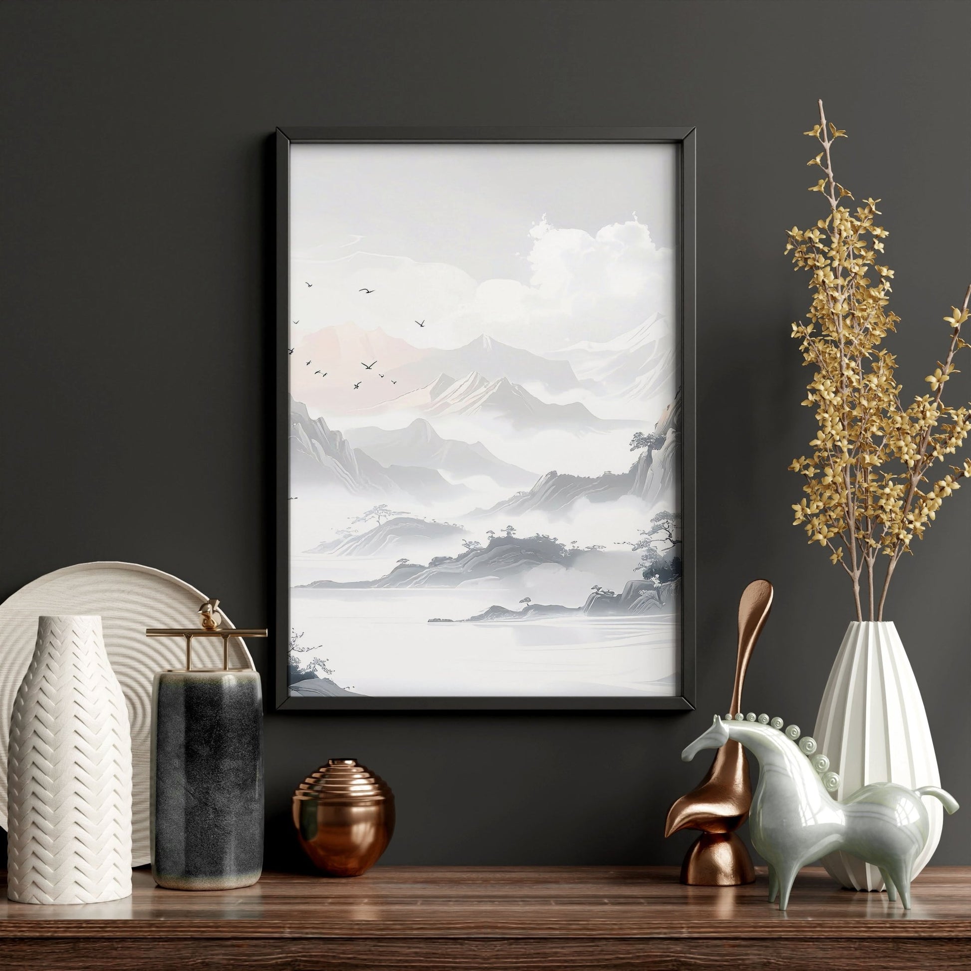 Modern Pictures For Living Room | Set of 3 Asian Inspired Wall art Prints