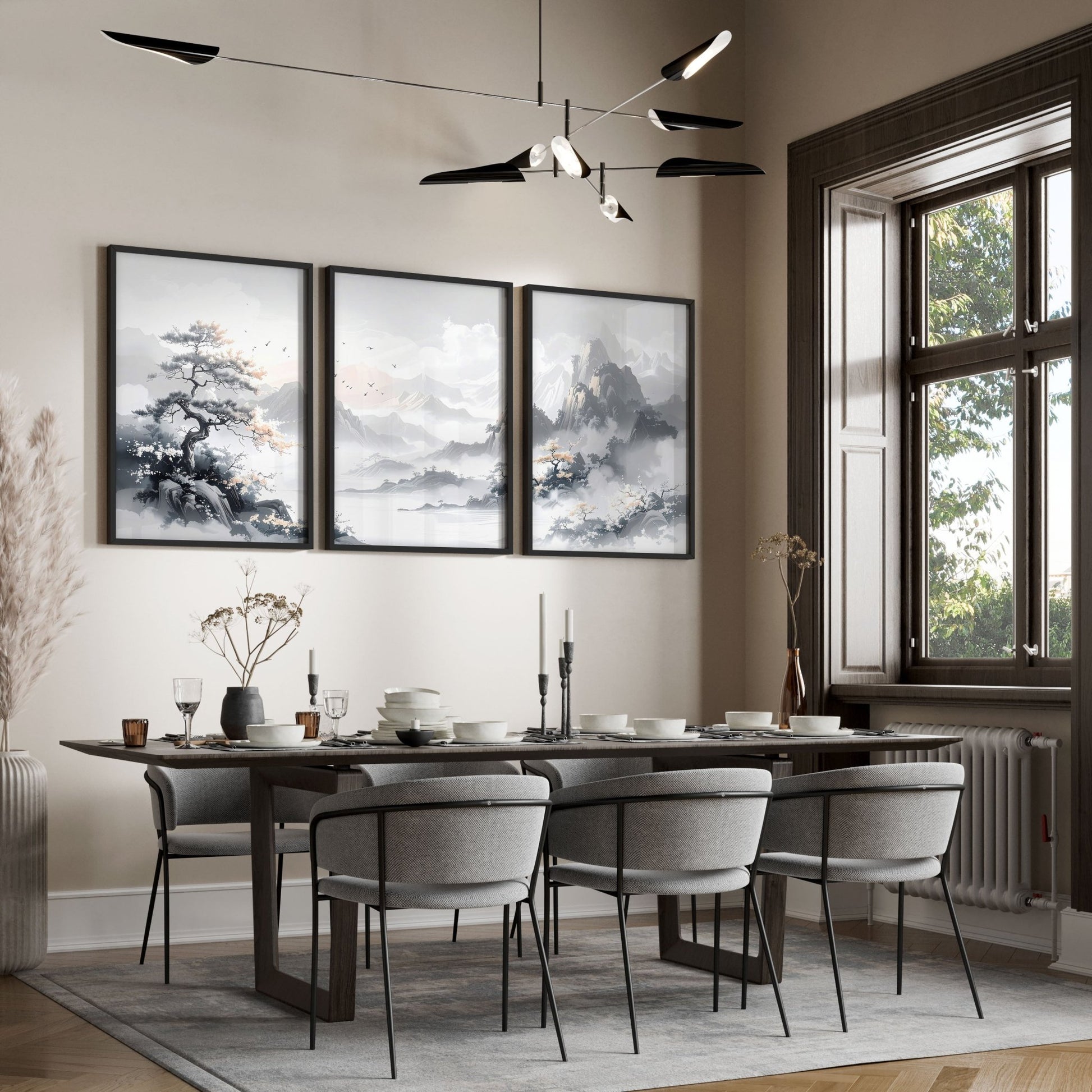 Modern Pictures For Living Room | Set of 3 Asian Inspired Wall art Prints