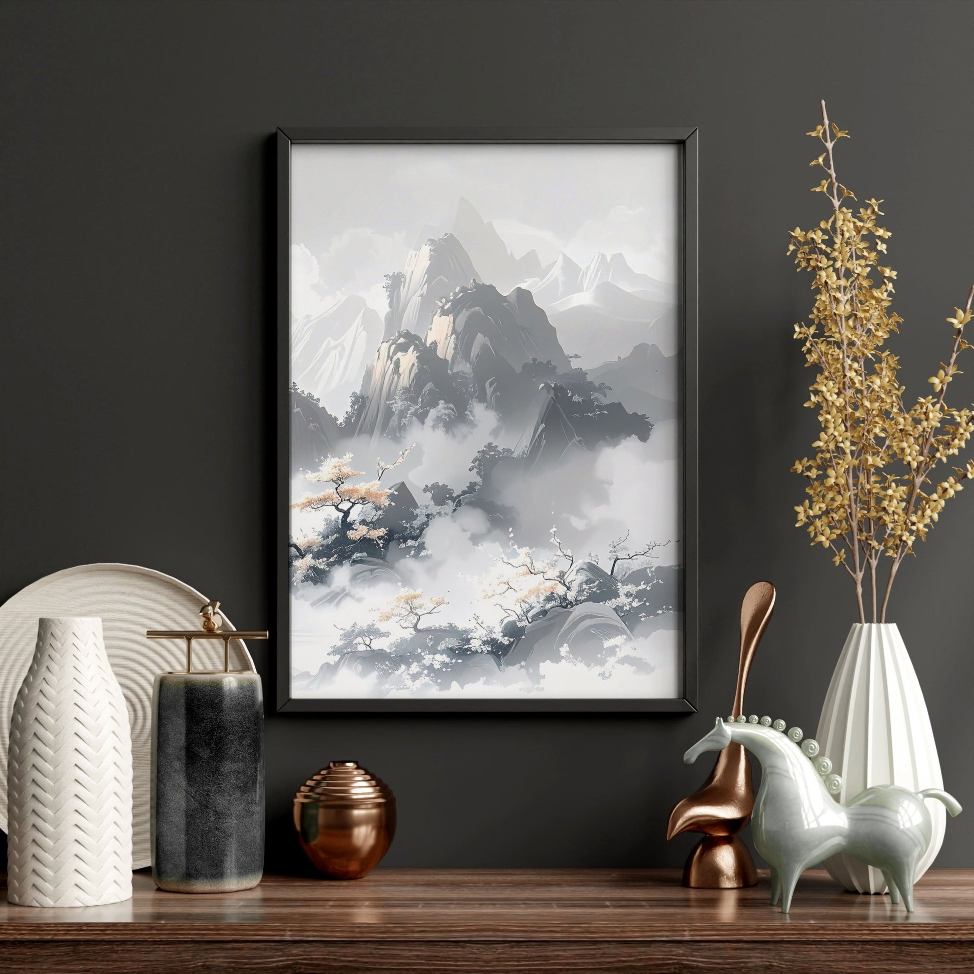 Modern Pictures For Living Room | Set of 3 Asian Inspired Wall art Prints