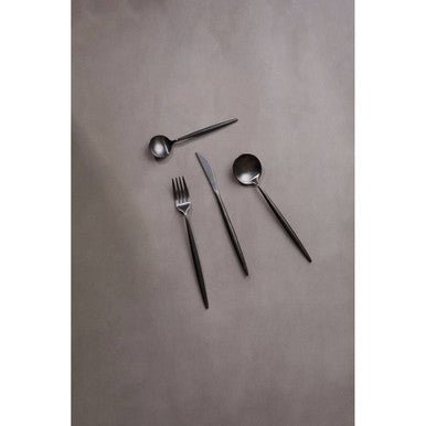 Modern Retro 16 Piece Matte Black Cutlery Set