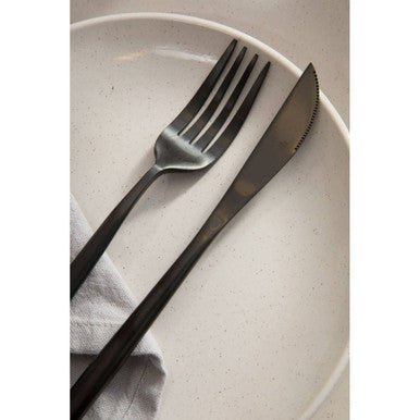 Modern Retro 16 Piece Matte Black Cutlery Set
