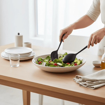 Modern Retro Matt Black 2 Piece Salad Servers
