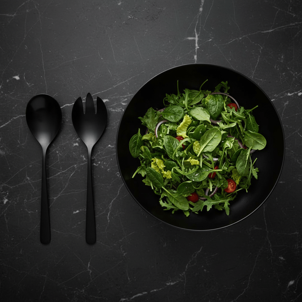 Modern Retro Matt Black 2 Piece Salad Servers