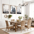 Modern Wall Art for Dining Room Paris Skyline Grey Watercolour Eiffel Tower & Sacré-Cœur Art wall art displayed on a wall in a styled room — view 3