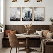 Modern Wall Art for Dining Room Paris Skyline Grey Watercolour Eiffel Tower & Sacré-Cœur Art wall art displayed on a wall in a styled room — view 4