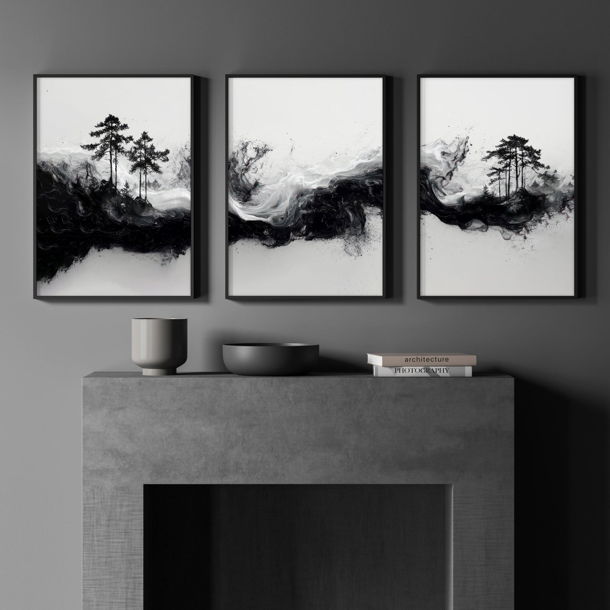 Modern Wall Art For Living Room | Set of 3 Asian Inspired Wall art Prints