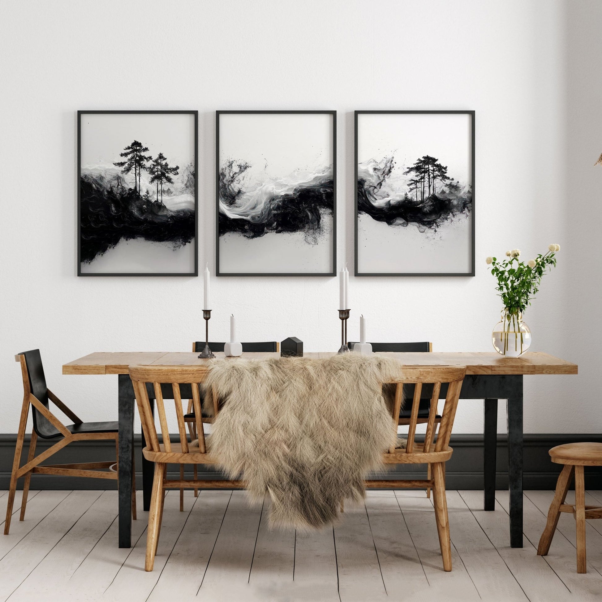 Modern Wall Art For Living Room | Set of 3 Asian Inspired Wall art Prints