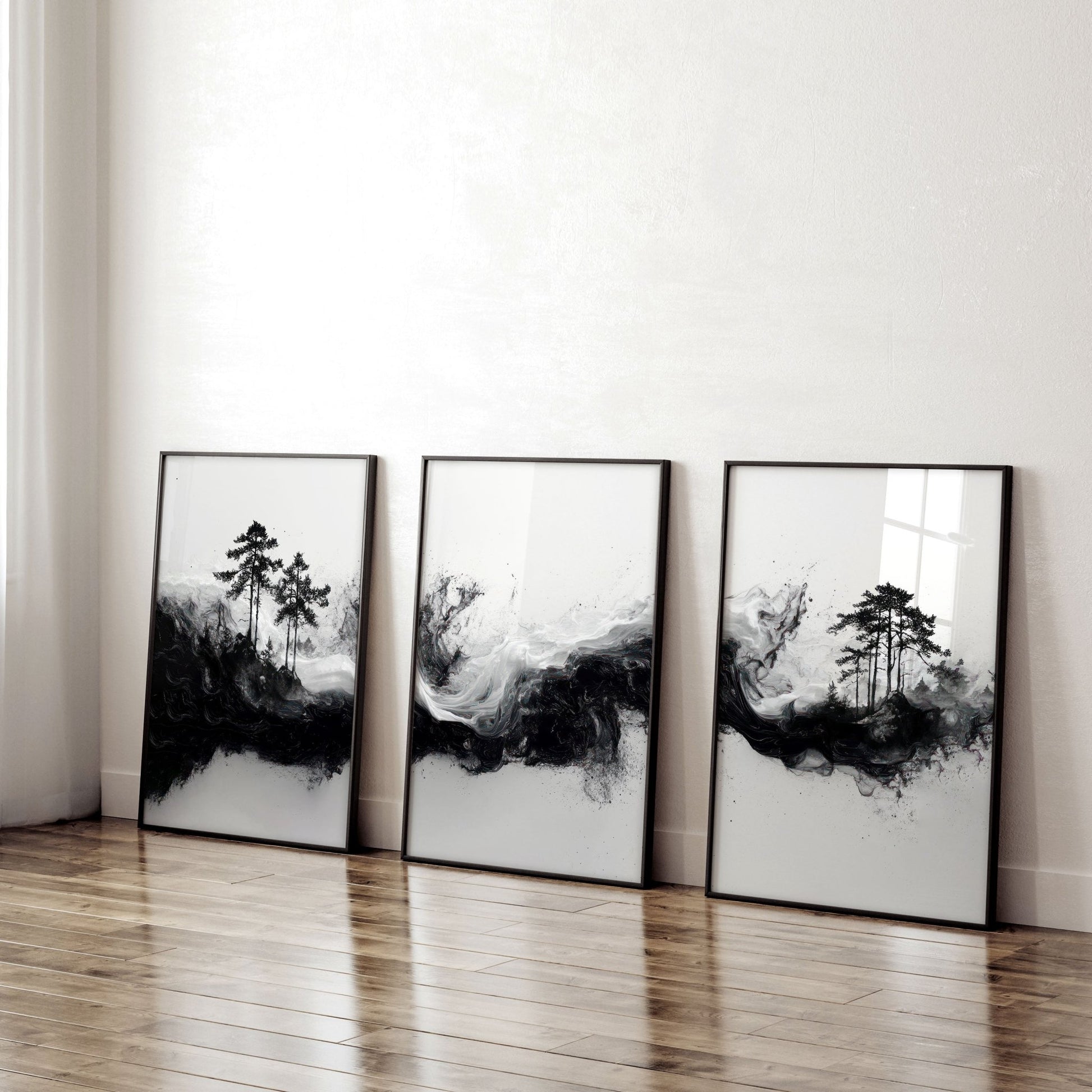 Modern Wall Art For Living Room | Set of 3 Asian Inspired Wall art Prints
