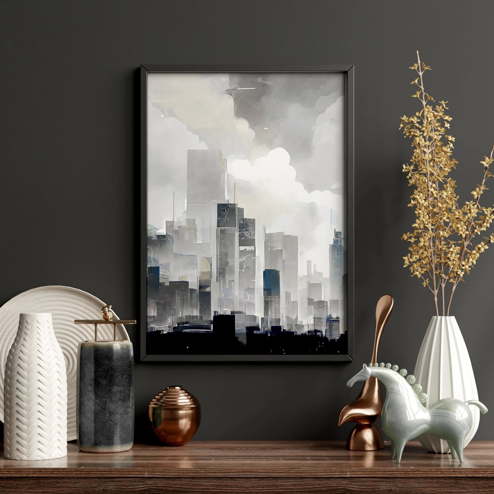 Modern Wall Art For Living Room Uk | Set of 3 Urban Skyscrapers Wall art Prints