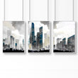 Modern Wall Art For Living Room Uk | Set of 3 Urban Skyscrapers Wall art Prints